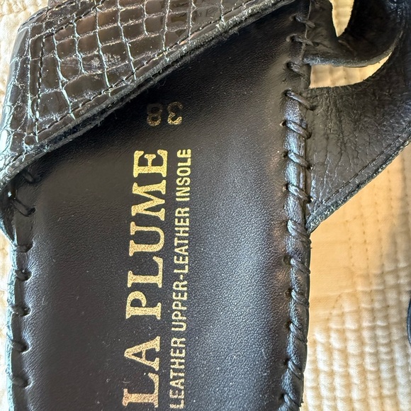 La Plume black leather sandals velcro adjustable straps - women's US 8 - Picture 4 of 5